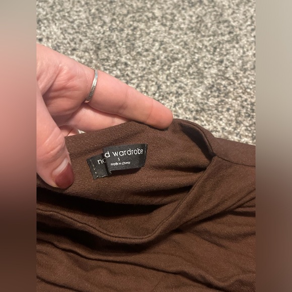 Naked Wardrobe Ruched Brown Long Sleeve Dress with Strappy Open Back - Picture 3 of 4